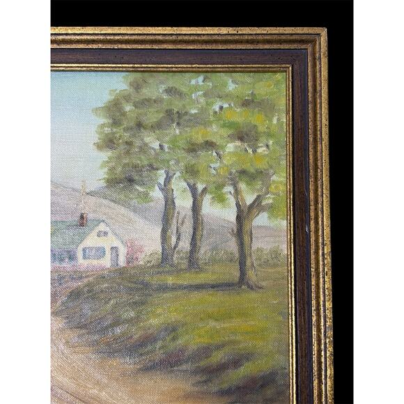 Mid‑century Rural Farmhouse Country Landscape Framed Painting by E. Schoonmaker - Picture 7 of 11